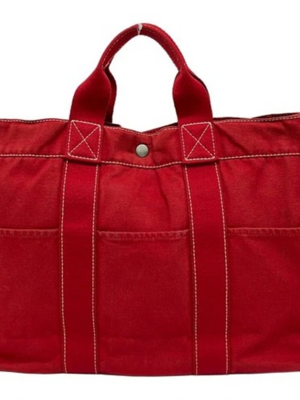 HERMES Sac Deauville Tote MM - Red Canvas None Tote Bag - Picture 3 of 10